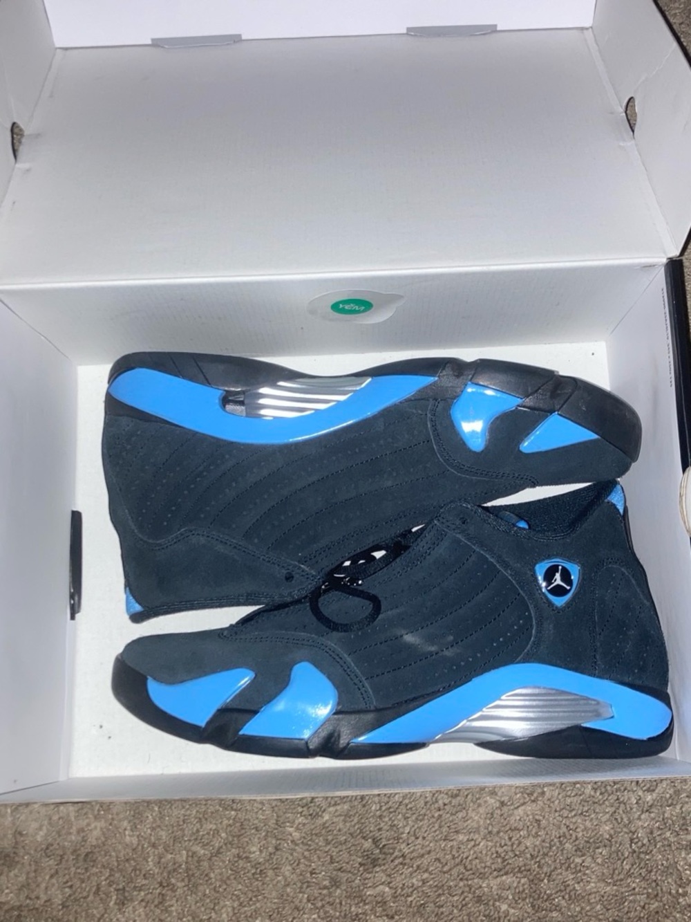 Jordan 14 Black and Blue Retro High-Top Sneakers